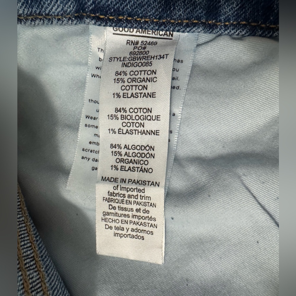 Good American Womens Good Boy Denim Jeans Distressed Zip Fly Indigo085 Size 15 - Picture 8 of 12